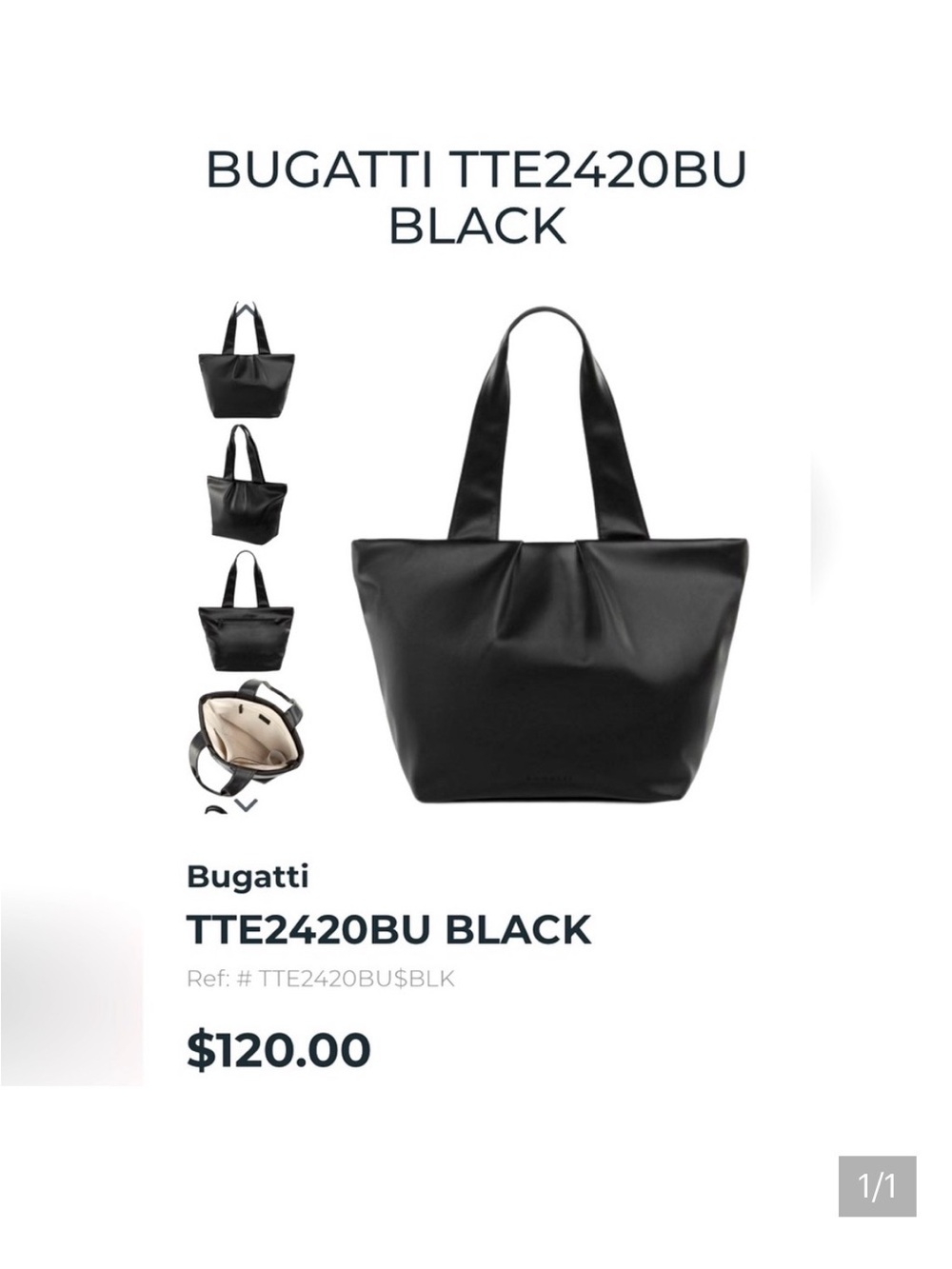 Bugatti BNWT Black Tote Bag regular online $120